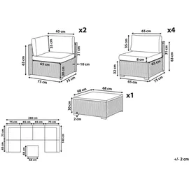 Beliani Gartenmöbel Set 6-Sitzer Loungeset braun