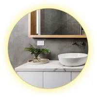 Tulup LED, Blaugrau, Glas, 50x50x2.4 cm, Spiegel, Wandspiegel -