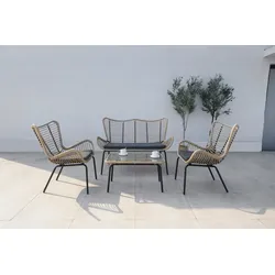 Loungegarnitur 4-tlg korfu aus Glas/Metall mit Kissen