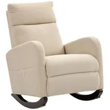 Schaukelstuhl, gepolsterter Schaukelsessel mit Cordstoff, Seitentaschen für Wohnzimmer, Schlafzimmer, Beige