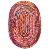morgenland Teppich »Indigo Stripy«, oval, beidseitig verwendbar, Baumwolle, bunt