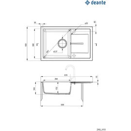 Deante Zrd_s113 Granitspüle Mit 1 Becken und Abtropffläche | Grey - One Size