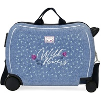 Movom Wildblumen Blau Kinderkoffer 50 x 39 x 20 cm Starres ABS Seitliches Zahlenschloss 34 L 1,8 kg 4 Rollen Handgepäck