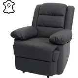 Mendler Fernsehsessel HWC-G15, Relaxsessel Liege Sessel, Leder + Kunstleder 101x87x100cm ~ grau