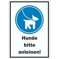 Hunde bitte anleinen Aufkleber A3 (297x420mm)