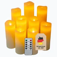 Intirilife LED Kerzen 9 Stück aus Wax mit Fernbedienung in Weiß | Gr.: onesize