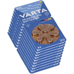 60x Varta Hearing Aid Batterie 312 PR41 Hörgerätebatterie