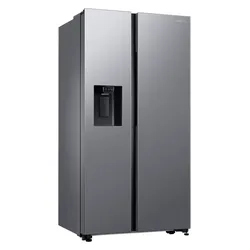 SAMSUNG Side-by-Side "RS62DG5003S9", E (A-G), silber (edelstahl look), mit Wasser-/Eisspender, Kühlschränke, mit Wassertank
