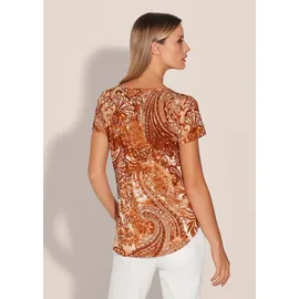 Madeleine Sommerliches Shirt mit Alloverprint", in cognac wollweiß), | Gr.: 42,