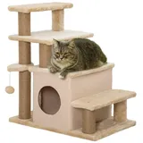 PawHut Haustiertreppe 3/4-stufige höhenverstellbare Hundetreppe (Katzentreppe, 1-St., Hunderampe), Aufstiegshilfe für Katzen bis 5 kg, Beige beige