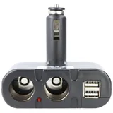 AccuCell KFZ-Adapter Verteiler Zigarettenanzünder Stecker auf 2x Kupplung + USB