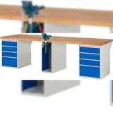 PROREGAL Werkbank Serie 7000 - Modell 7510 | HxBxT 84x300x90cm | 8x Schublade + 1x Schrank inkl. SchPROREGALbstock | Schubladenmaße 8x180mm