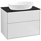 Villeroy & Boch Finion Waschtischunterschrank F99200MT 80x60,3cm, Abdeckplatte black matt, White matt lacquer