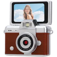 Fockety MiniSchlüsselanhängerKamera, 720P HD RetroDigitalkamera mit 1,47ZollKlappbildschirm, Tragbare Kleine Kamera für Reisen, Schule, Party, Studium, Geburtstagsgeschenk (Brown)