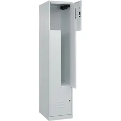 C+P Z-Spind Classic PLUS bodenstehend, 2 Abteile, HxBxT 185x40x50cm, Zylinderschloss, Hellgrau/Hellgrau von PROREGAL
