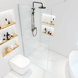 Home Deluxe - Duschabtrennung - BAKI - Breite: 140 cm, Klarglas, Aluminiumrahmen - 10 mm ESG - Sicherheitsglas I Walk in Dusche, Duschwand, Duschtür - Transparent