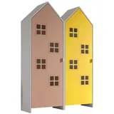 Vipack Kleiderschrank Set Casami Bruges 115,2 x 171,3 x 37 cm Weiß/Pink/Gelb