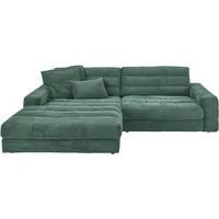 Candy Ecksofa 3C CANDY "Stripes Mega-Sofa, bequem und komfortabel, L-Form", grün, B:296cm H:83cm T:205cm, 88% Polyester, 12% Polyacryl, Sofas, Ecksofa, Lose Rückenkissen, mit feiner Quersteppung, Cord-Bezug