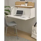 furn.design Sekretär weiß und Eiche Wotan 100 cm, Wandschrank mit klappbarem Oberboden | Gr.: onesize