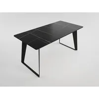 Magnolia home Esstisch FLORINT 160x80cm schwarze Keramikplatte schwarze Design-Tischkufen