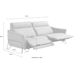 2-Sitzer EGOITALIANO "Gaia, modern, elegant und super komfortabel mit hoher Rückenlehne", rot, B:220cm H:96cm T:93cm, LEDER BACIO hat eine weiche und wachsartige Hand mit halb undurchsichtigem Aussehen. Es handelt sich um ein Naturleder, das die ursprünglichen Eigenschaften der Lederhäute nicht verändert. Das Vorhandensein von verheilten Narben, Körnungsunterschiede, Falten, Adern, Unterschiede in den Farbtönen und andere Spuren, die die Natur auf diesen Fellen hinterlassen hat, sind ein Beweis für die absolute Echtheit und das Zeugnis ihres großen Wertes., Sofas, erstklassiger Sitzkomfort, Inkl. 2 Relaxfunktionen, mit Designfuß