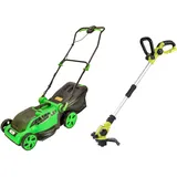 Green Tools Gartenset - Akku Rasenmäher 36V - 38cm Schnittbreite & Rasentrimmer 18V mit schwenkbarem Kopf und automatischer Fadenverlängerung (Inklusive Doppelladegerät & 2X 4Ah Akku)