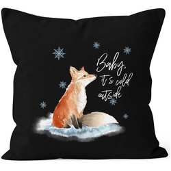 Autiga Dekokissen Kissenbezug Baby it`s cold outside Fuchs Winter Kissen-Hülle Weihnachten Schnee Fox Autiga® schwarz