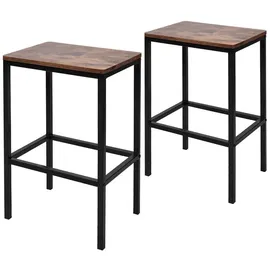 Vendomnia Barhocker 2er Set - Industrial Design, aus Metall, mit Fußstütze, max. 130 kg, modern, Sitzhöhe 65 cm, Schwarz Braun - Barstühle, Bistrohocker, Barstuhl für Bar, Kücheninsel, Theke, Vintage,