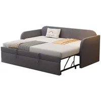 Beaok Schlafsofa, Grau, Leder, 200.5x86x99 cm, Wohnzimmer, Sofas & Couches, Schlafsofas