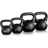Yaheetech Kettlebell 20 kg Set Kugelhantel Schwunghantel 2 kg / 4 kg / 6 kg / 8 kg Kugelgewicht, für Fitness Kraftraining, schwarz