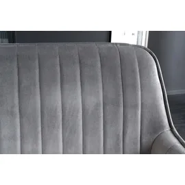 Riess-Ambiente Sitzbank Turin 160cm silbergrau Samt schwarz Metall Armlehne Polsterbank Bank - Grau