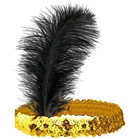 W WIDMANN MILANO Party Fashion - Stirnband mit Feder und Pailletten, dehnbares Haarband, Flapper, Charleston, 20er Jahre, Kostüme, Karneval, Mottoparty