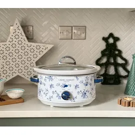 VQ Laura Ashley 3,5L Schongarer – Keramiktopf mit 3 Stufen - Blau/Bunt/Weiß