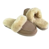 SUPER s6x Lammfell Pantoffel Slipper bequeme Paßform Lammfell Hausschuhe sand beige mit dicken beigen Australischen Lammfell - 40 EU