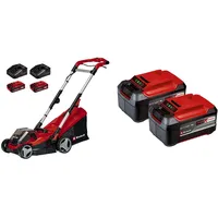 Einhell Akku-Rasenmäher RASARRO 36/34 Kit Power X-Change (36 V, 34 cm Schnittbreite, bis 300 m2, 30L Fangkorb, 25-65 mm Schnitthöhe, inkl. 2X 3,0 Ah Akku, 2X 5,2 Ah Akku + 2X Ladegerät)