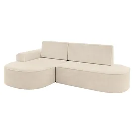 altdecor Eckcouch Cord mit Schlaffunktion 2-Sitzer Beige