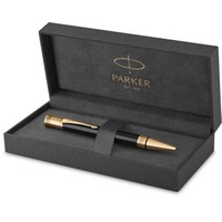 Parker Kugelschreiber DUOFOLD Prestige Chevron, schwarz/gold 23 Kt, Edelharz, Schreibf. schwarz