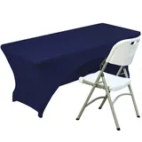 Spandex Tischdecke mit Stretch-Effekt – Polyester, Offene Rückseite – 244 cm, Marineblau