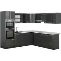 Vicco Winkelküche R-Line L-Form 237 x 247 cm Anthrazit Hochglanz