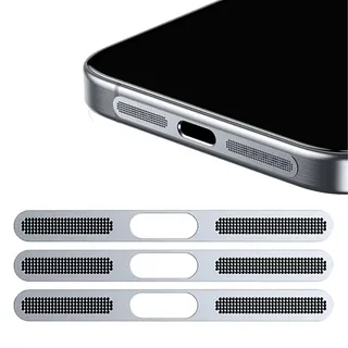 GIOPUEY Mesh Staubdichter Aufkleber für iPhone 17, 3 Stück Integrierter Schutzlautsprecher und Ladeanschluss,Anti Dust - Silver