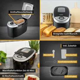 First Austria TZS First Austria - Brotbackautomat FA-5152-3-BA, 12 Programme, Kunststoff, bis 1250g, Schwarz