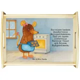 Mr. & Mrs. Panda Tablett Maus Kekse Design, Tablett, Weiß, betttablett, Weihnachtskekse, Weihn, Echtholz lasiert, (Packung, 1-tlg) weiß