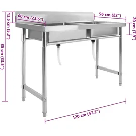 vidaXL Küchenspüle Doppelbecken Edelstahl