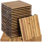 Tectake Terrassenfliesen, Braun, Holz, Quadratisch, 31x2.2x31 cm, Gartenzubehör, Terrassen- & Balkonböden, Terrassenfliesen