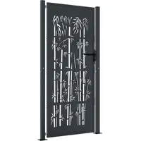 vidaXL Gartentor Anthrazit 105x205 cm Stahl Bambus-Design