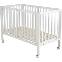 Cangaroo Baby Gitterbett Nova Holz, faltbar, höhenverstellbar, Matratze, Räder weiß