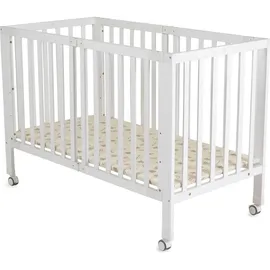 Cangaroo Baby Gitterbett Nova Holz, faltbar, höhenverstellbar, Matratze, Räder weiß