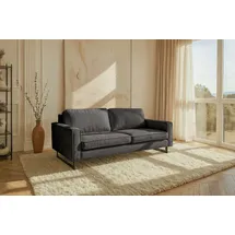 Home Affaire 3-Sitzer HOME AFFAIRE "Maxi-Ausführung Pinto, 236 cm, Cord, Chenille, Lederoptik", grau (dunkelgrau), B:236cm H:85cm T:97cm, 100% Polyester, Sofas, mit Keder, schwarze Metallfüße, Wellenunterfederung