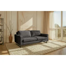 Home Affaire 3-Sitzer HOME AFFAIRE "Maxi-Ausführung Pinto, 236 cm, Cord, Chenille, Lederoptik", grau (dunkelgrau), B:236cm H:85cm T:97cm, 100% Polyester, Sofas, mit Keder, schwarze Metallfüße, Wellenunterfederung