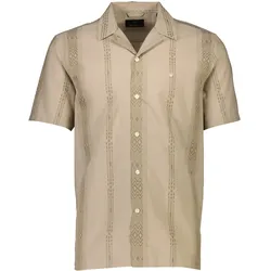 Flanellhemd JUNK DE LUXE "JUNK de LUXE Freizeithemd", Herren, Gr. XL, Normalgrößen, beige (sand), Oberstoff: 100% Baumwolle, Kurzarm, Hemden